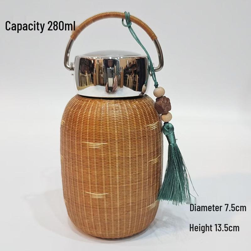 JingJingRS Bamboo Weave Stainless Steel Insulated Cup