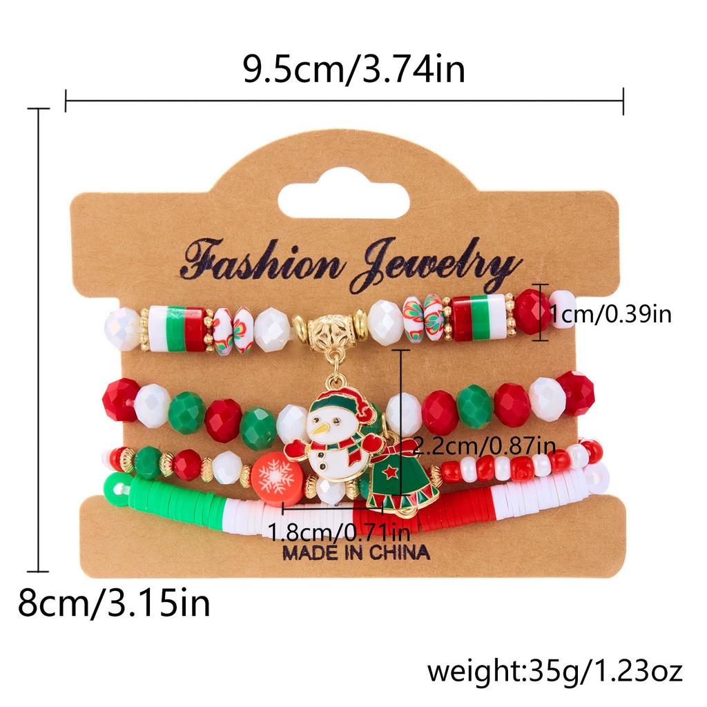 Christmas Combination Bracelet Creative Colorful Acrylic Santa Snowflake Stretch Beaded Bracelet Kids Merry Christmas Gift Favor