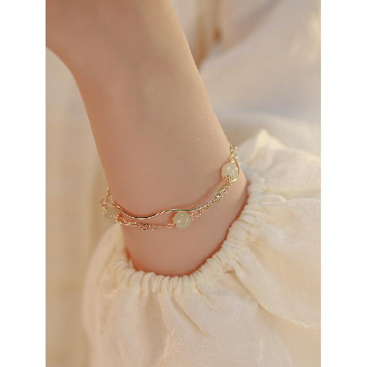 

Foggy Rainy Jiangnan*Natural Hetian Jade Bracelet, Niche Design, Light Luxury with a Vintage Feel, New Model Clear water color bracele