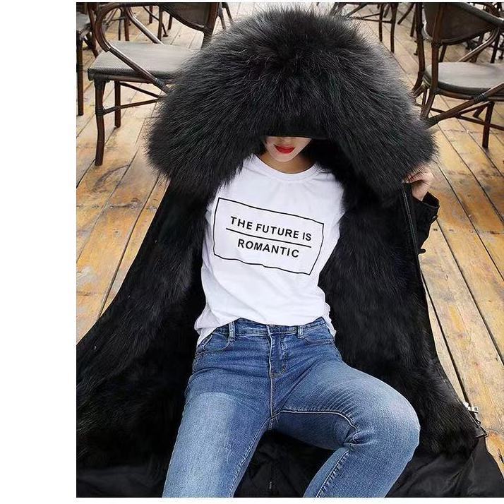 New Pie Overcome Female Mink Hair Thickened Liner Fur Large Size Jacket Detachable Pie Overcome Coat Medium and Long