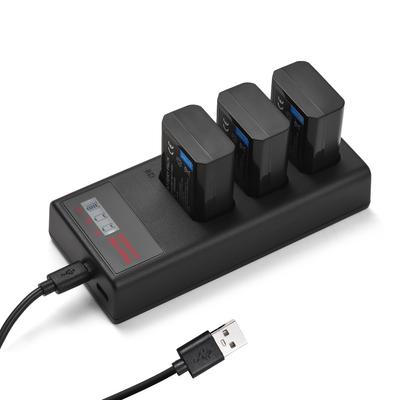 NP-FW50 Pil Şarj Cihazı 3 Yuvalı Şarj Cihazı, LED Göstergeli Mikro USB ve Tip C Bağlantı Noktası + 3 adet NP-FW50