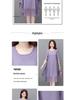 Women's Summer 2023 Silk Crepe A-line Dress: Mid-length, Solid Color, Loose Fit, Tummy-Covering, Fashionable and Elegant.