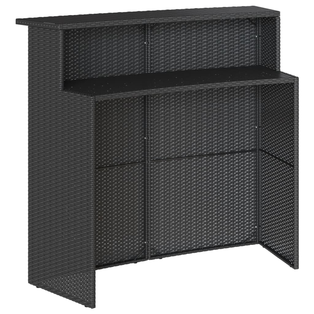 5 Piece Outdoor Bar Set with Cushions Black Poly Rattan