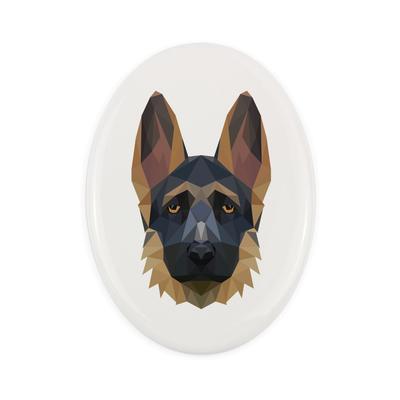 Owczarek Niemiecki, Alsatian I -Płytka Ze Zdjęciem I Napisem Geometryczna Marki Art-Dog
