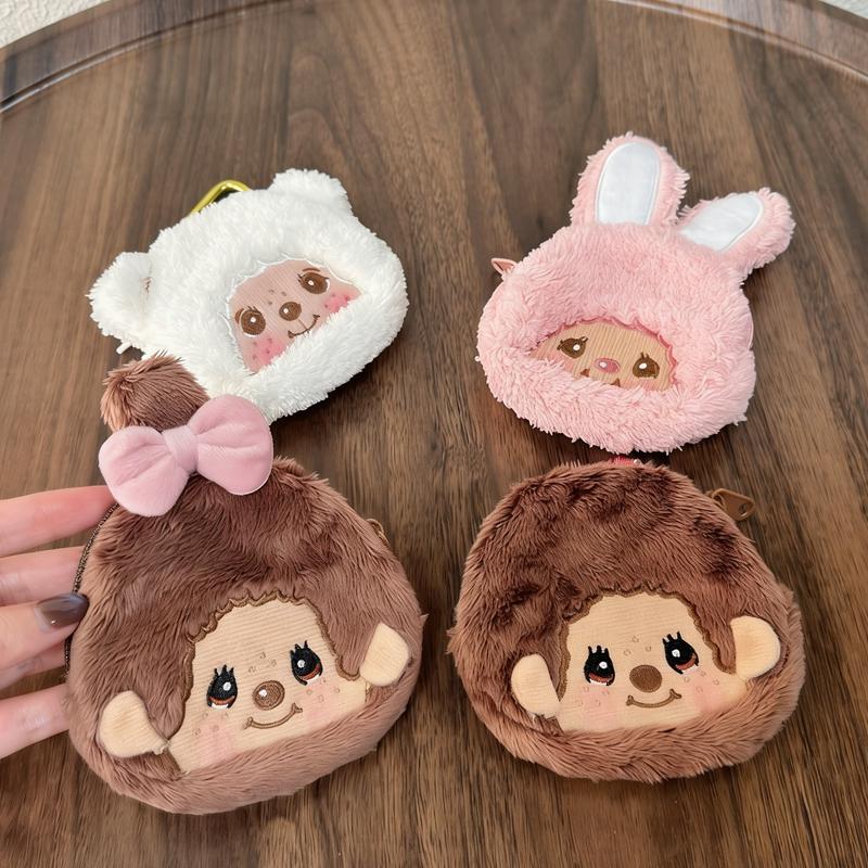 Cute Monchhichi Moneybag Cartoon Monchki Zipper Bag Purse Kawaii Backpack Hanging Keychain Charms Pendant Fans Favor