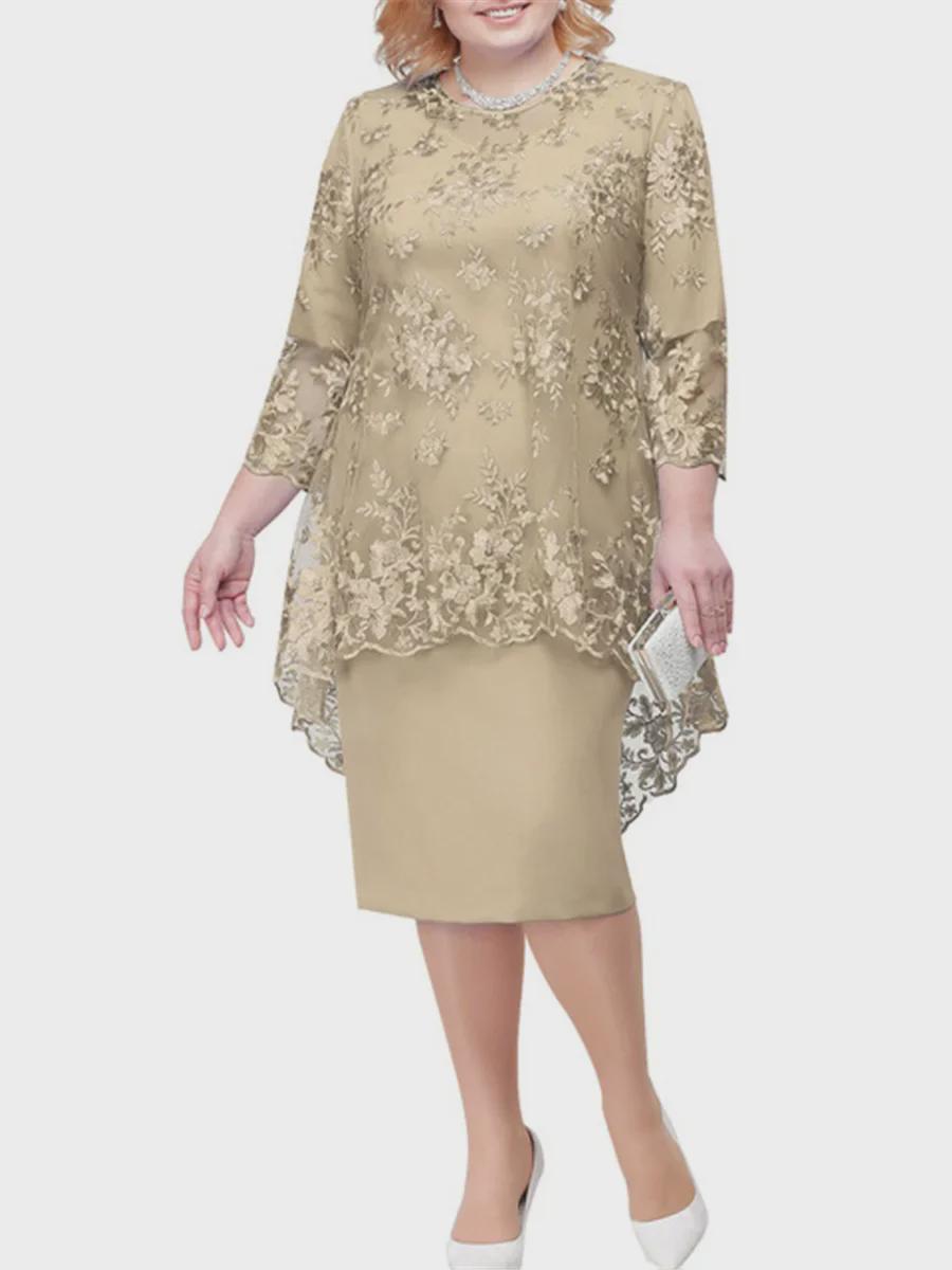 

Элегантные европейские и американские вечерние платья больших размеров, кружевная вышивка, облегающие костюмы из двух частей для женщин M шампанского