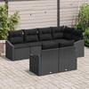 7 Piece Black Poly Rattan Garden Sofa Set with Cushions