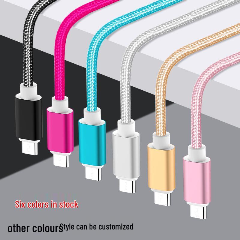 Nylon Braided Data Cable: Compatible with Apple, Android, Micro, and Type-C Devices