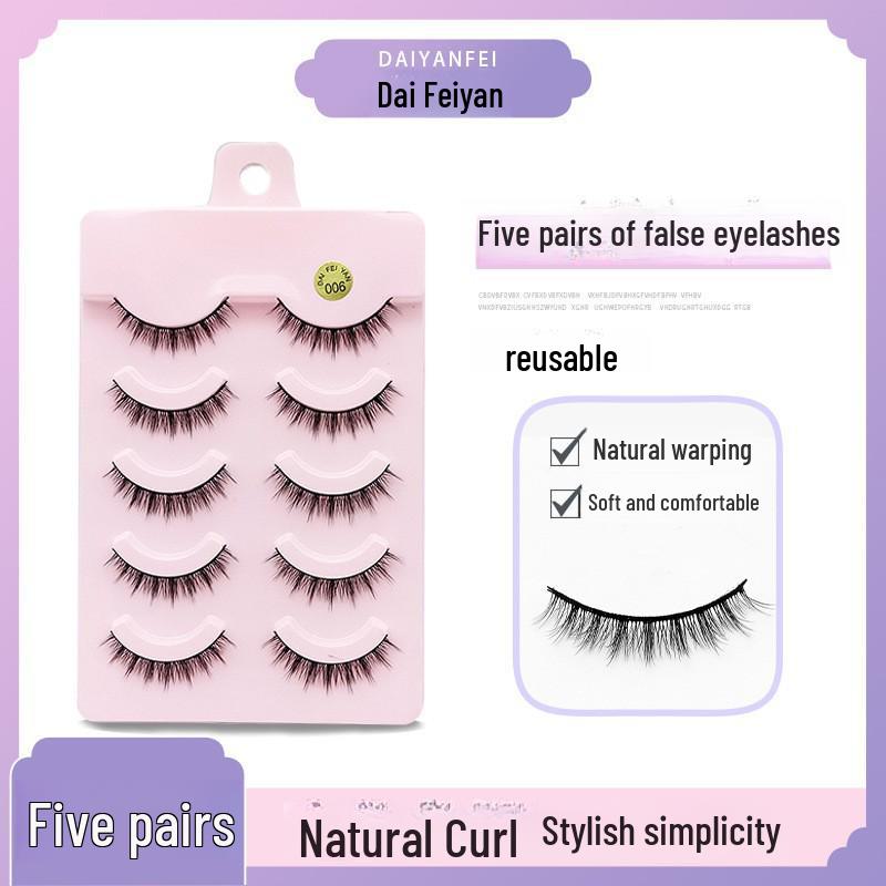 Cartoon Barbie Beginner False Eyelashes - Natural Thick 5 Pairs