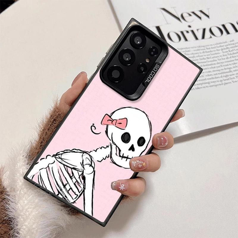 Pink Style Skull Witch Soft Phone Case for Samsung Galaxy S24 S25 FE S26 Edge S23 Ultra S22 Plus S21 + Shockproof Cover Back She