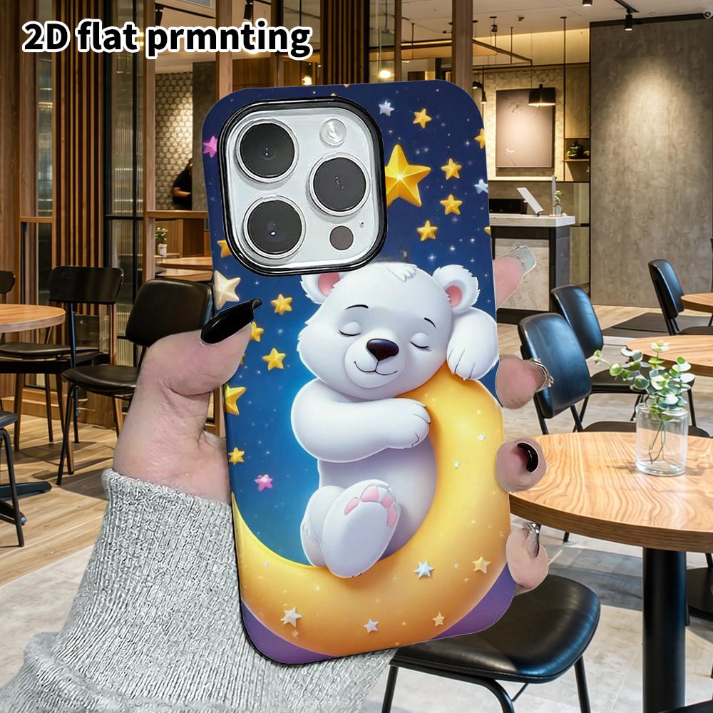 Phone Case: 2D Flat Suitable for iPhone 18 17 16 15 14 13 Pro Film Protective Case, Couple Style, Sleepy Little White Bear, Christmas and Halloween Gi