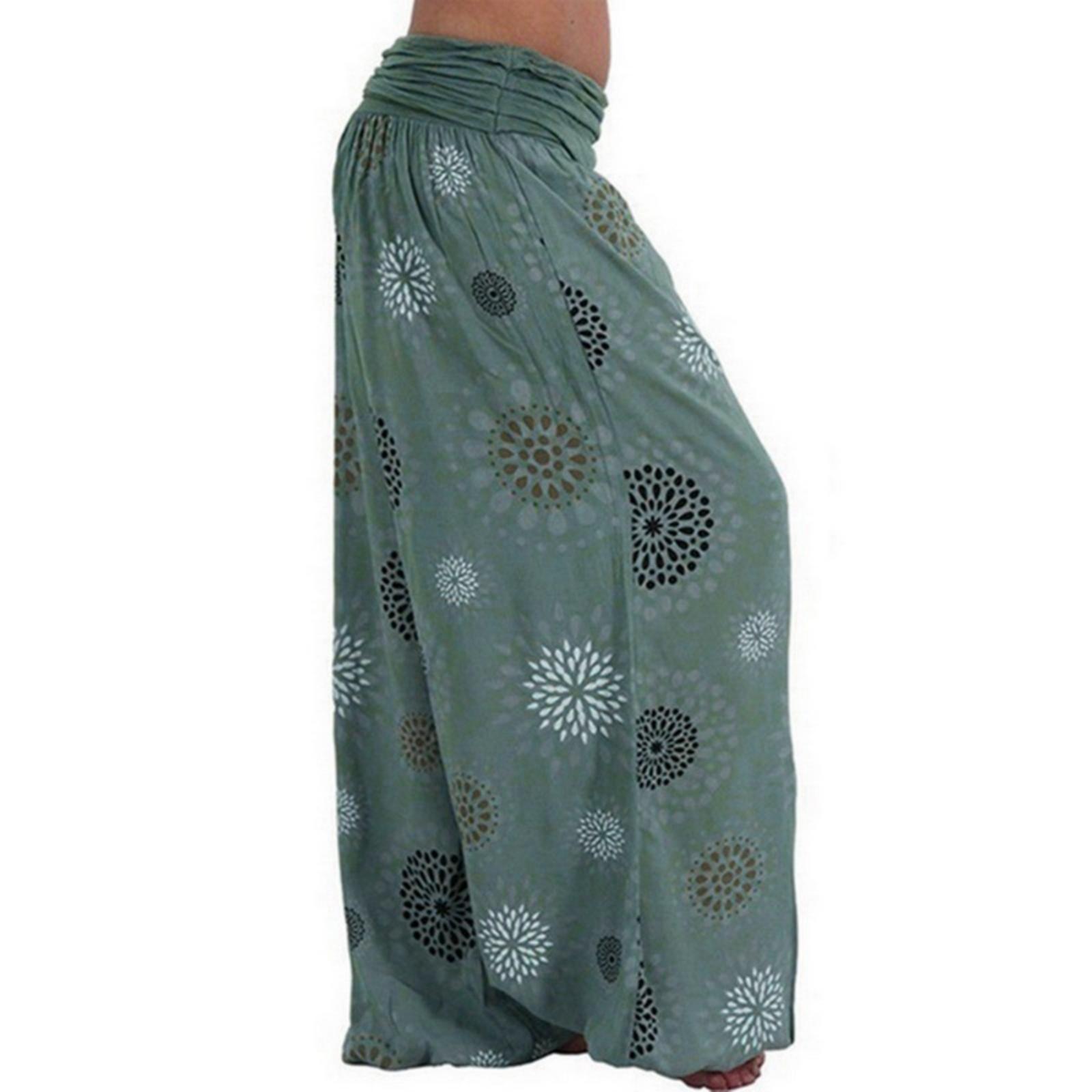Women s Digital Print Long Wide Leg Pants Harlan Casual Pants L