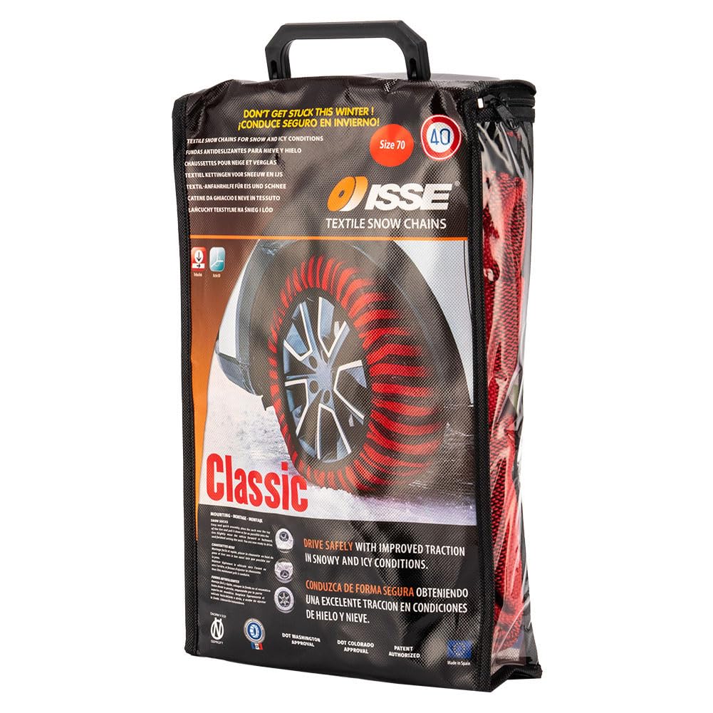 ISSE Cloth Tire Chains and Snow Classic Size Easy To Tire Protection for Winter and Socks, Model, 74, Red. Install, Anti-slip, Snow. [Product Code