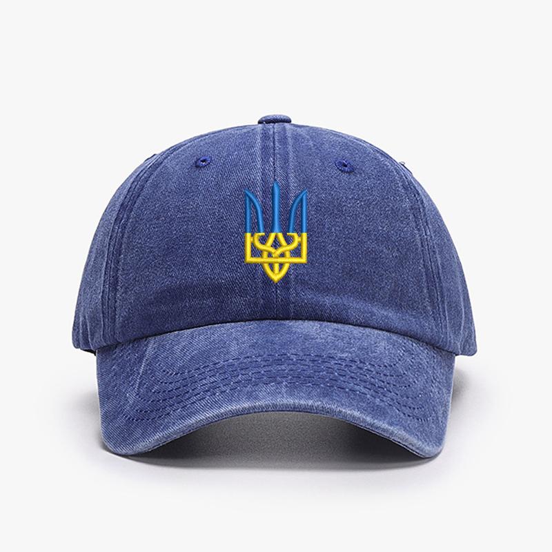 Embroidery Ukraine Trident Symbol Cotton Washed Fashion Sports Baseball Cap Adjstable Hip Hop Urban Street Style Dad Hat Visor Protection Snapback