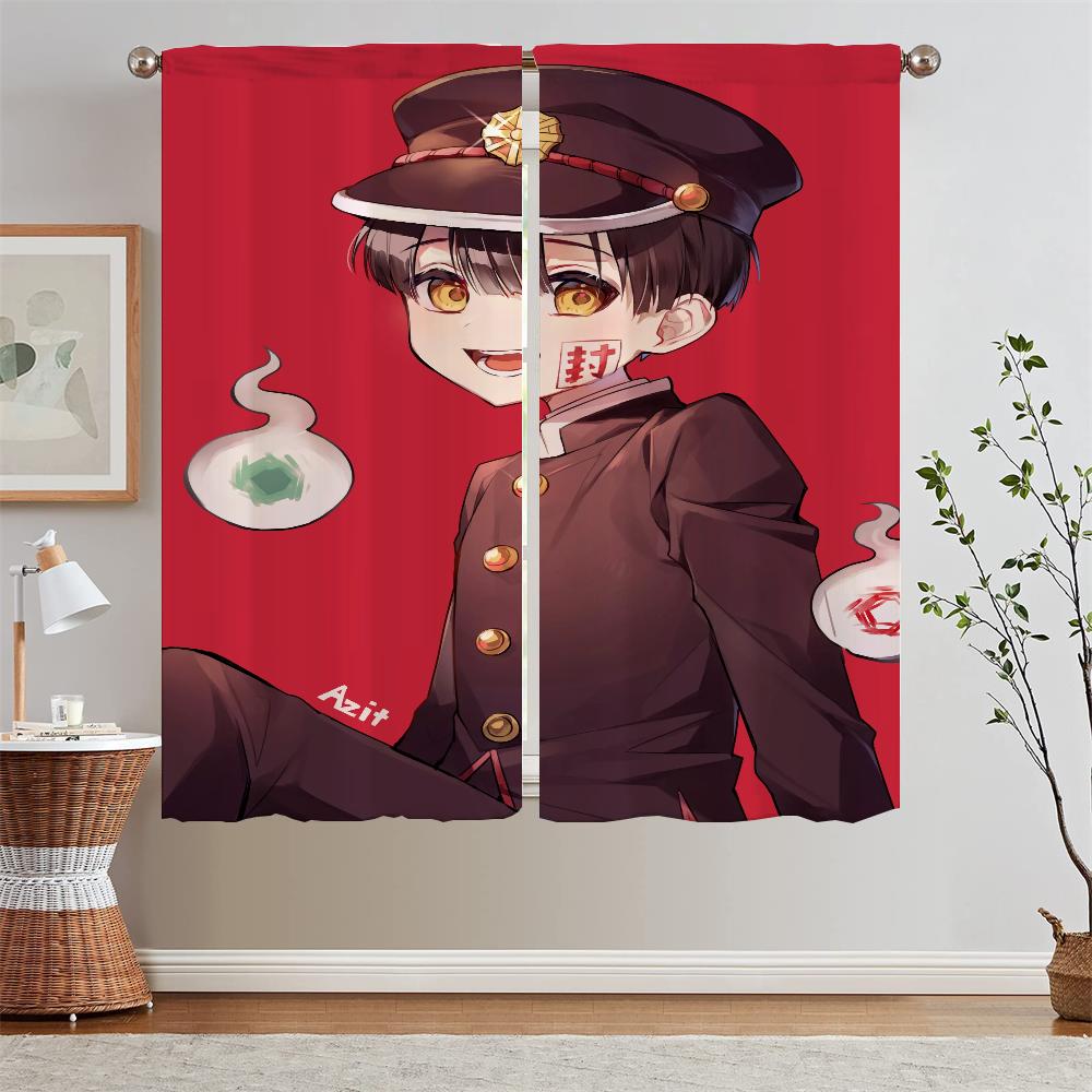 Hanako Kun Verdunkelungsvorhang Raffhalter Schlafzimmervorhänge 2 Stück Luxus Wohnzimmervorhänge für Kamera Locken Jalousie Jalousien Küche