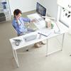 Sanwa Direct Computer Monitor Arm 150cm Wide 90cm L-Shaped Desk, Compatible, + Wide, Wooden, White, 100-DESKH011W