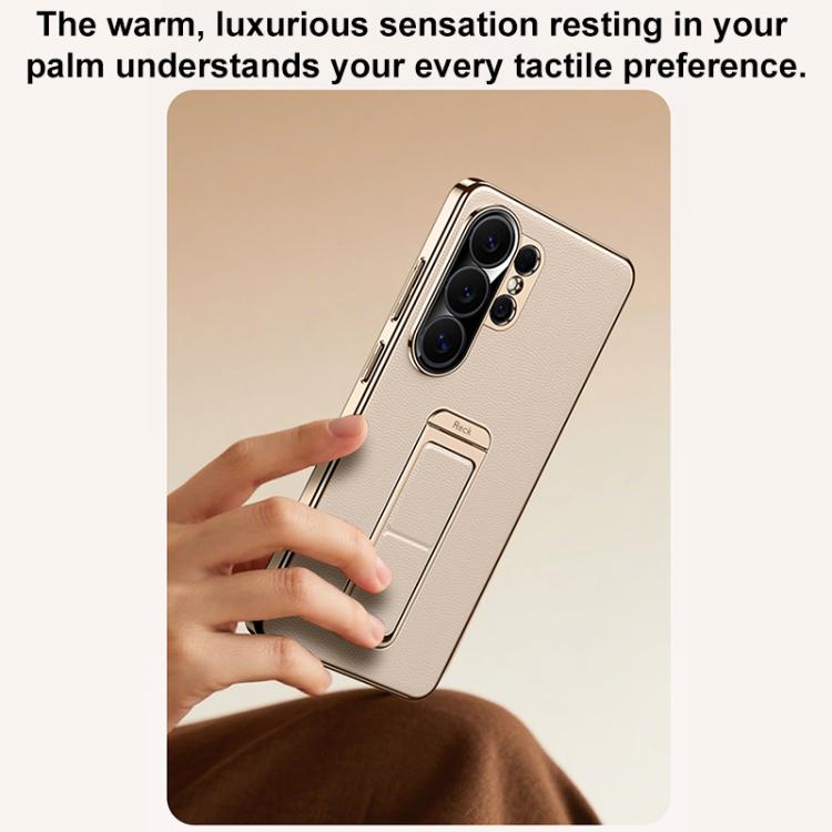Metal Holder Foldable Wristband Precise Cutout Vegan Leather Phone Case