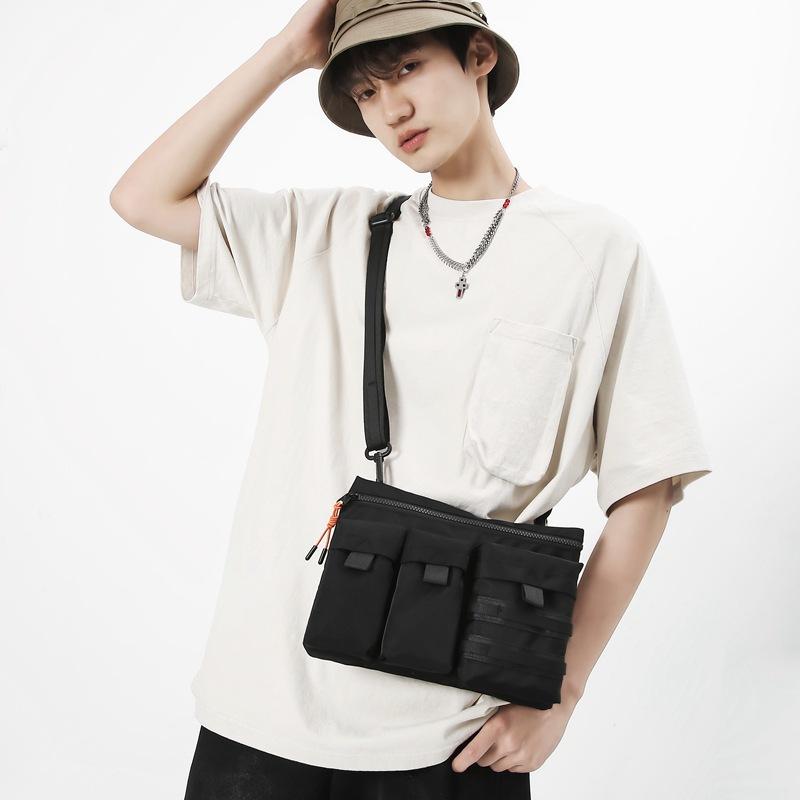 Men's Trendy Japanese Casual Canvas Shoulder Bag, Street Fashion Sports Hip-hop Crossbody Bag, Instagram Trendy Small Bag