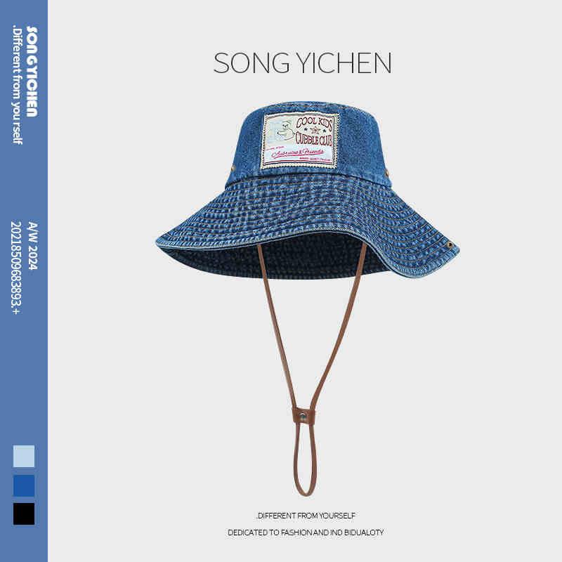 

Шляпа женская солнцезащитная от солнца панама с высокой посадкой большой окружности головы выстиранная джинсовая панама One Size