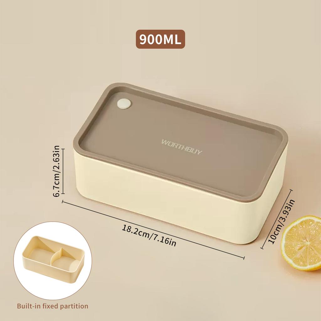 WORTHBUY Portable Divided Plastic Bento Lunch Box With Lid Microwave Heatable Stackable Sealed Lunch Contianer For Students Kids