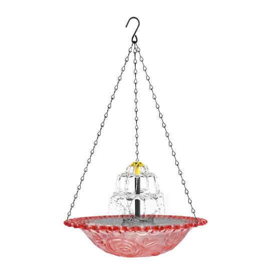 Cascade Fountain Bird Bath 3 Tiers Solar Fountain Birdbath Hanging Hummingbird Bath Bowl for Birds to Drink And Rest Outdoor Garden Patio Decor