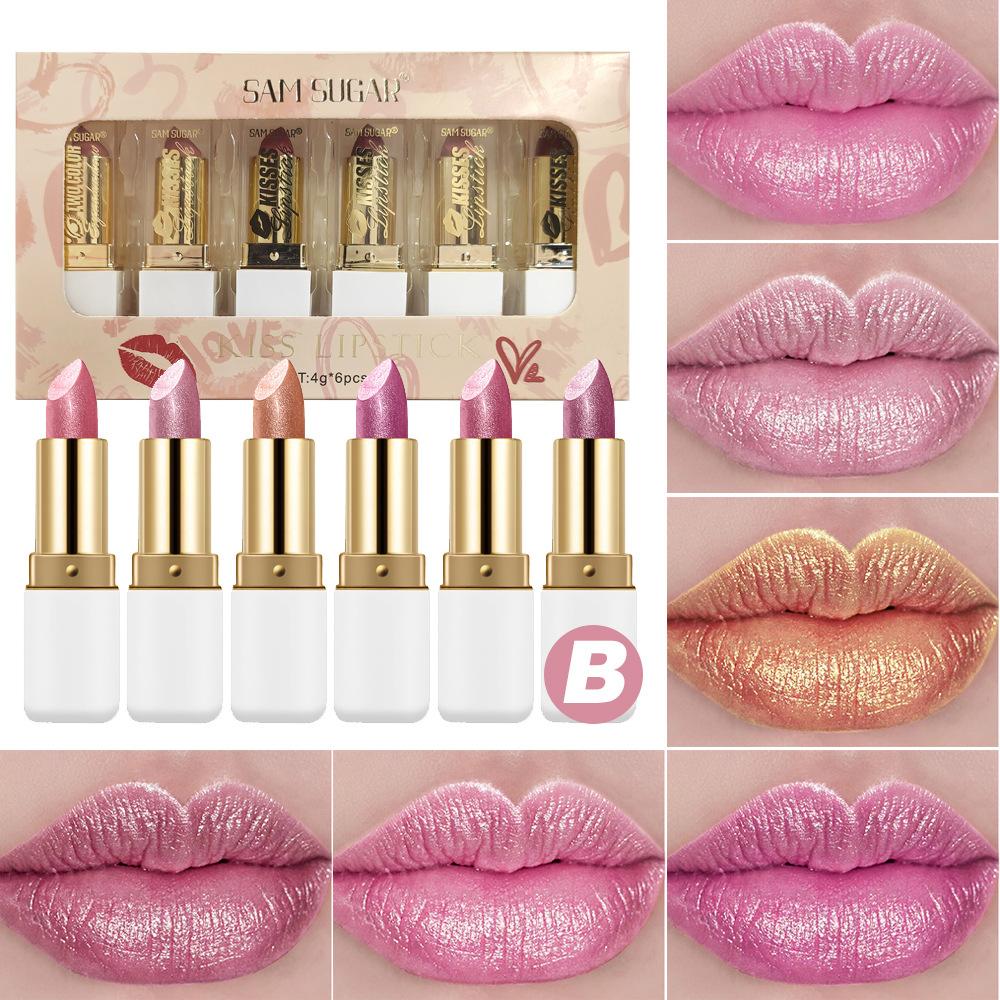 Long Wearing Pearlescent Lipstick Set Waterproof Lip Gloss High Shine Moisturizing Non Stick Cup Matte Balm