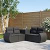 Sofa Set 5 pcs. Black Poly Rattan and Steel