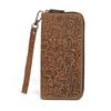 Johnature Crazy Horse Leather Long Wallet Men's Card Bag Retro Embossed Zipper Multi Card Holder Purse