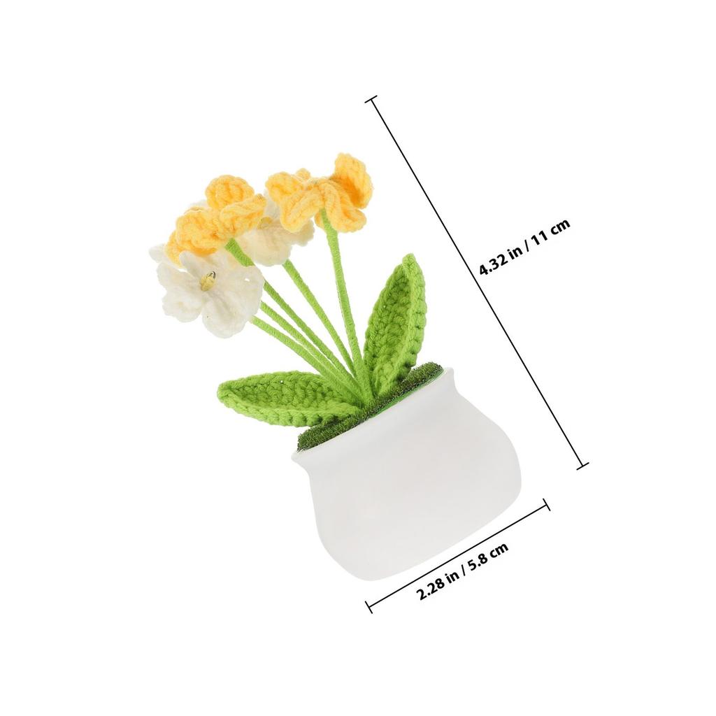 Crochet Potted Flower Adornment Exquisite Handcrafted Artificial Crochet Flower for Home Office Desktop Decoration Gift