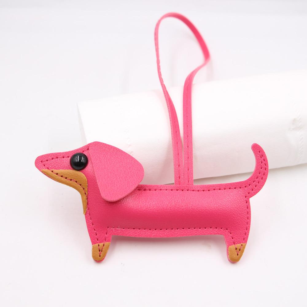 +Cartoon Leather Sausage Dog Hand Rope Bag Pendant Phone Case Accessories Pendant Car Dog Keychain