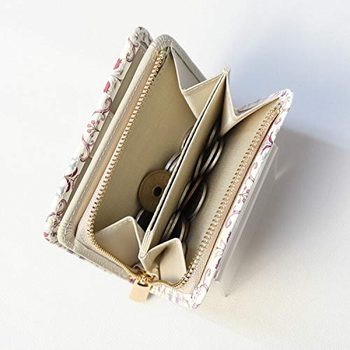 [Asakusa Bunko] Yuzen-dyed Bifold Wallet with L-shaped Zipper, Oriental Pattern, Edo Komon Pattern, Leather, Edo Purple