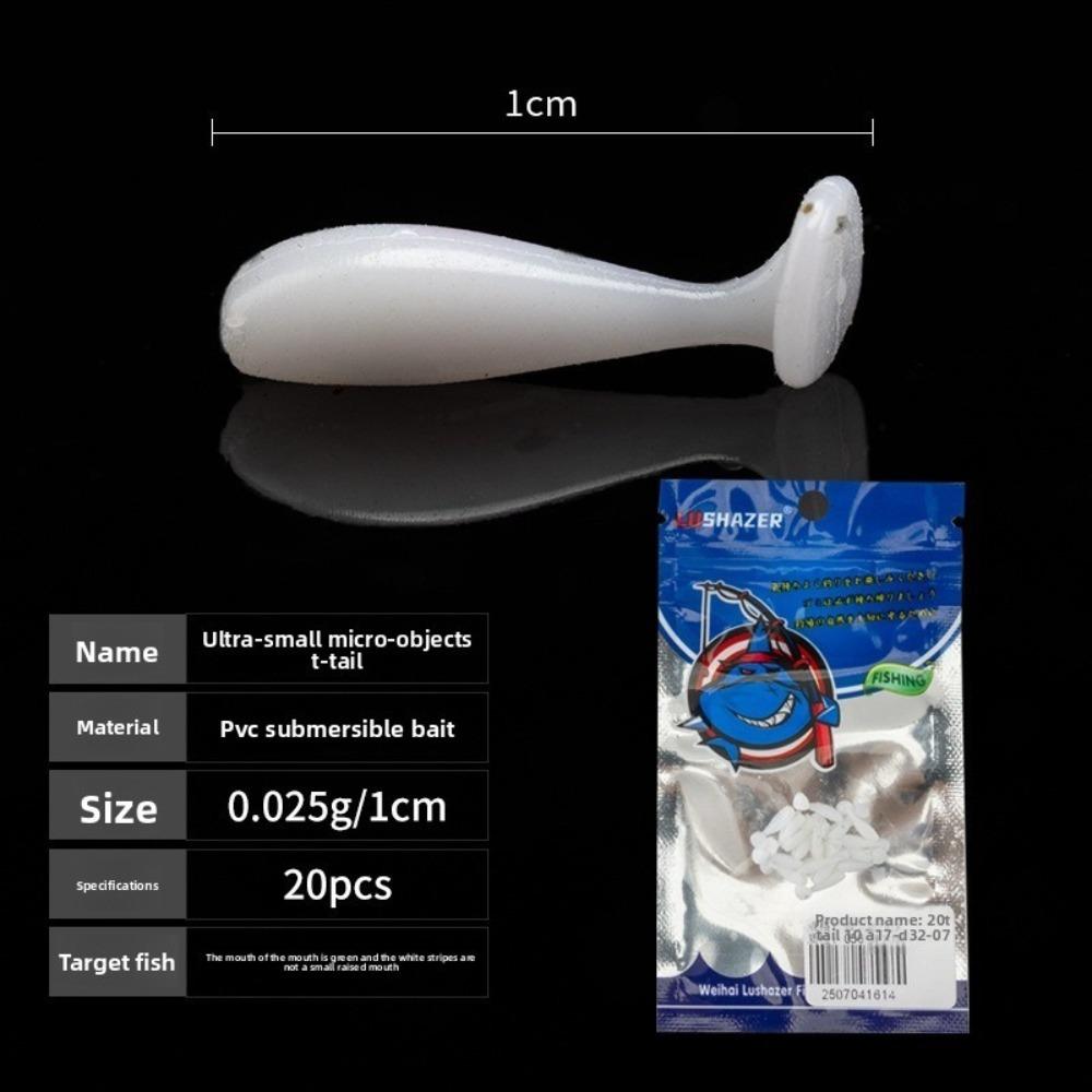 60pcs T Tail Fishing Soft Lures 1.0cm Floating Minnow Baits Minnow Lures  Fishing