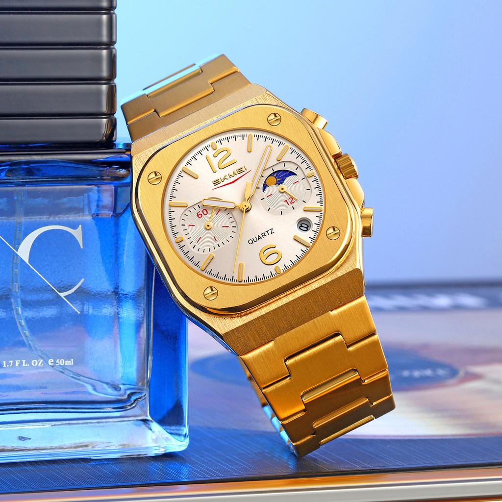 Uhr Mode Herren Quarzuhr Stahlarmband Wasserdicht Multifunktionale Business-Uhr