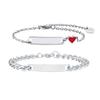 Vnox Custom Love Heart Charm Bracelets for Men Women, Promise Couple Bracelets Gift, Enamel Red Heart Wristband Jewelry Gift
