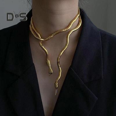Schlangenhalskette für Damen, biegsame Schlangenform, langweiliger Stil, Glanzlegierung, ägyptisches Symbol, Schutz, Punk-Stil, Club-Party-Halskette