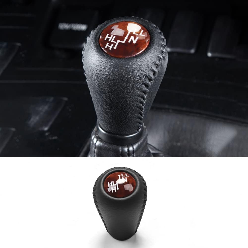 Center Gearbox Shift Knob Head Suitable for 2003-2009 Lexus GX470 | Leather + Peach Wood Grain Shift Lever Interior Upgrade Modification Accessories