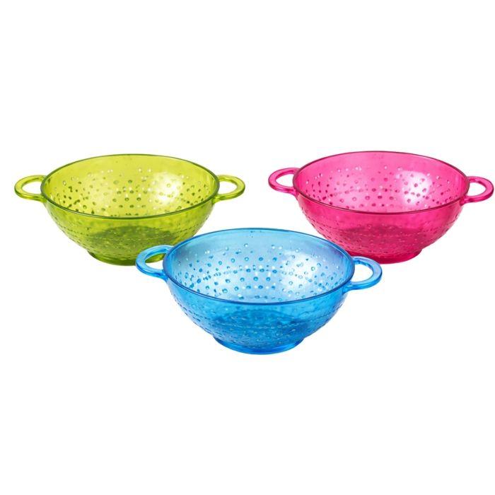Set de 3 Passoires 15 cm - SIROCO - Plastique Coloré - Ergonomiques - Compatibles Lave-Vaisselle - Léger