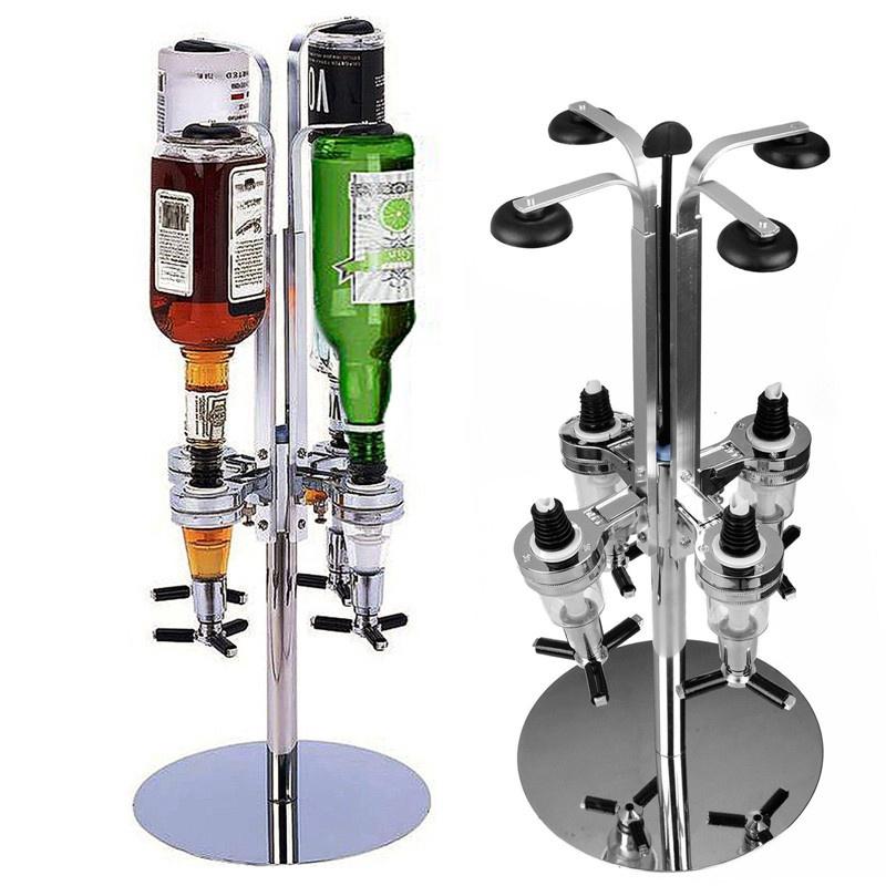 4 Köpfe 24*24*54 CM Rotierender Wein Saft Cocktail Spender Halter - intl Silber Silber Edelstahl Bar Butler