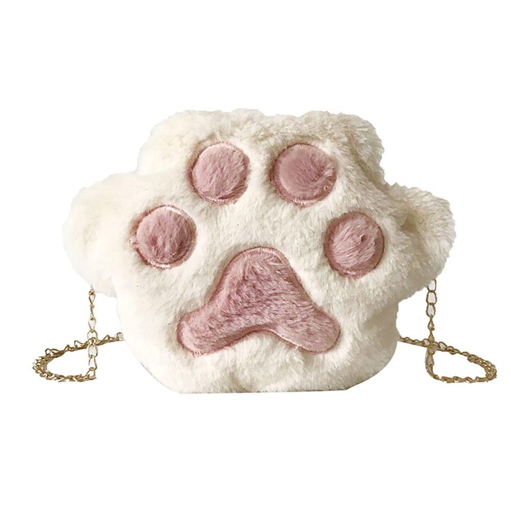 Moda Donna Borsa a Tracolla a Forma di Zampa d'Orso in Morbida Pelliccia Sintetica Borsa a Catena Mini Soffice da Spalla Borsa Messenger Borsa Piccola Zampa d'Orso