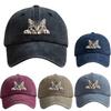 JYL TS DIY Cat Print Cap Washed Vintage Dad Hat Cotton