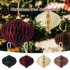 New Year Christmas Tree Paper Honeycomb Hanging Decoration Lantern Pendant Home Party Birthday Decor Ornament Easy Assemble