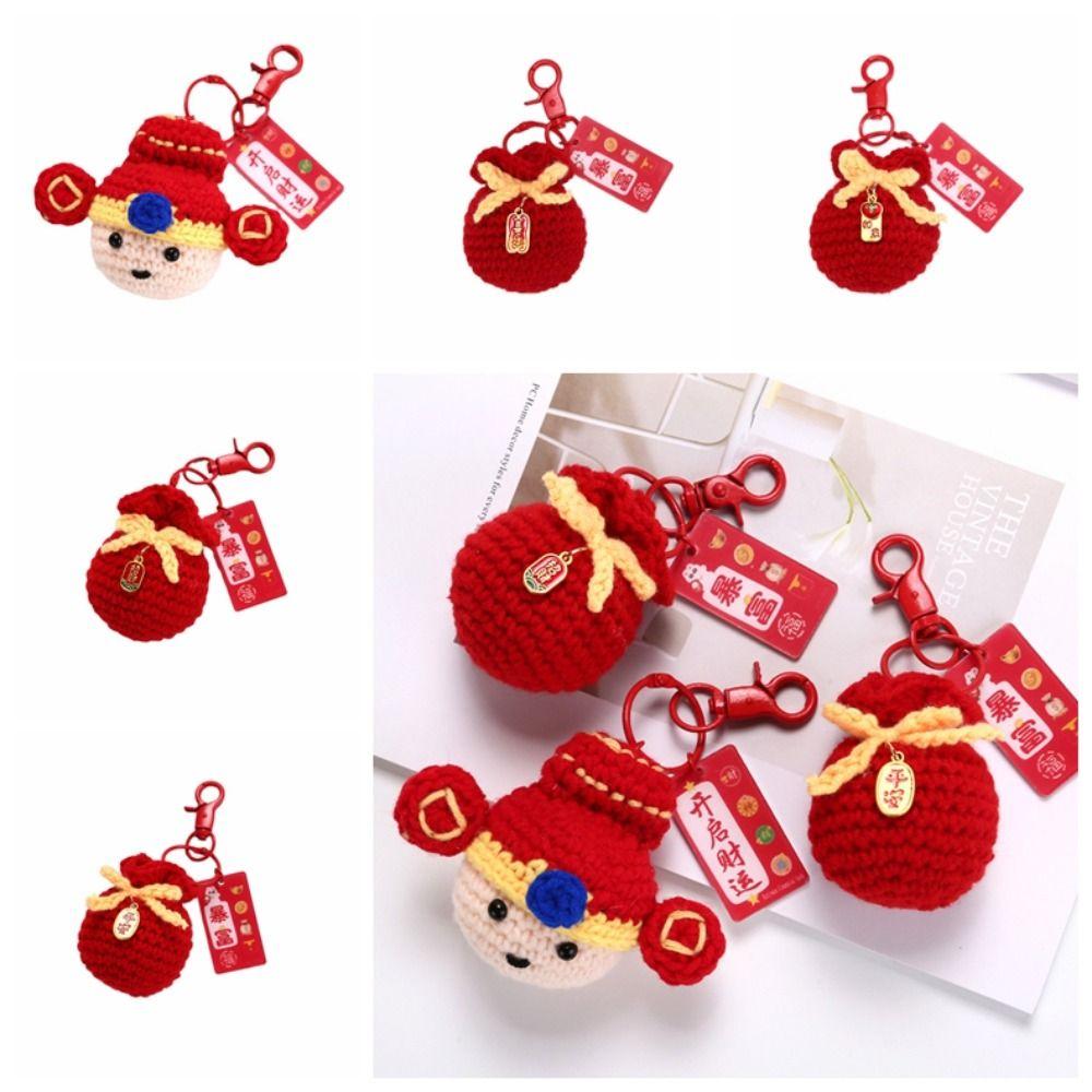 New Year Fu Bag Keychain Cartoon Knit Doll Pendant Fashion Lucky Keychain  Birthday Gifts