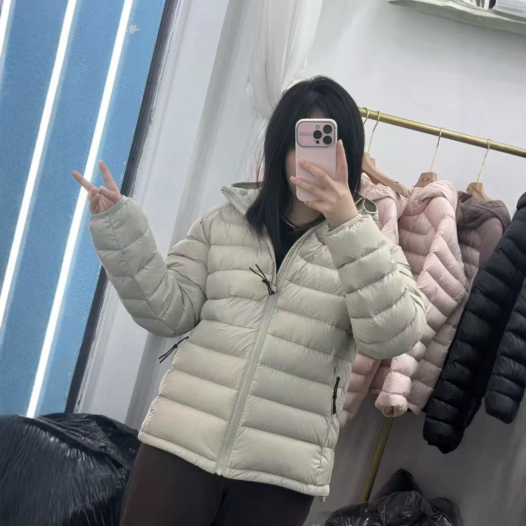 White Duck Down Ribs Down Jacket Women's Autumn and Winter New Hooded Small Light Warm Puff Jacket Tide