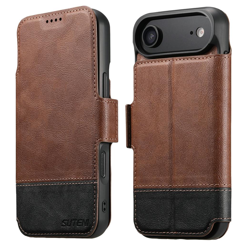 SUTENI Q-06 For iPhone 17 Air Case Color Splicing Magnetic Detachable Leather Phone Cover