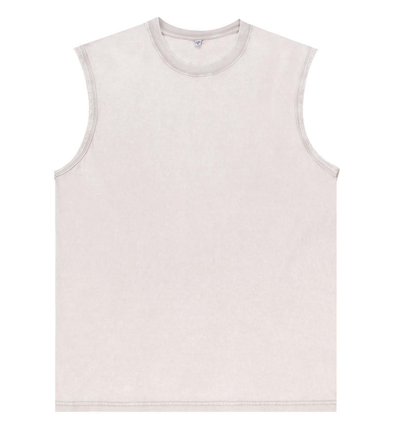 Men's Vest Vintage Washed Tee Tank Tops Summer Casual Sleeveless Tops Streetwear Black Loose Tees