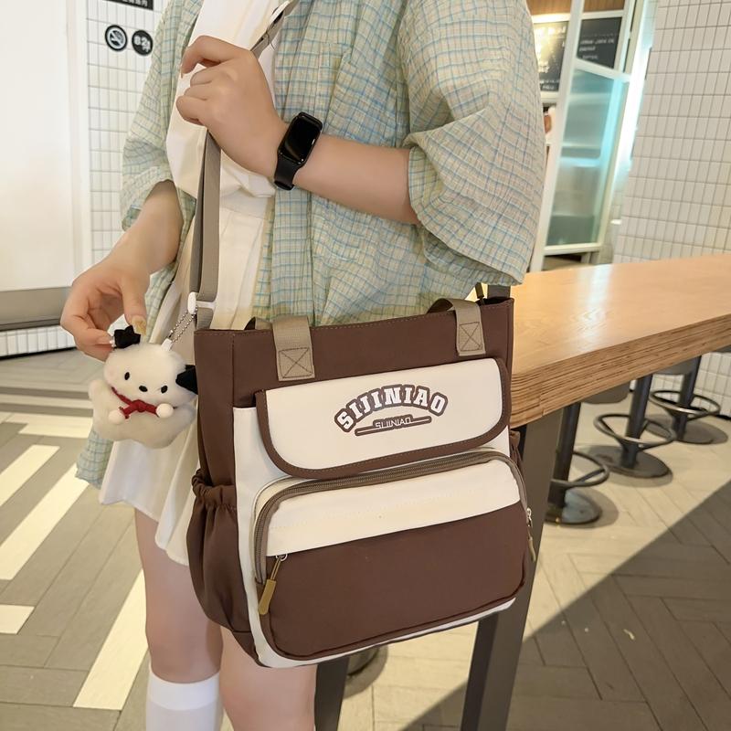 Student Shoulder Bag Contrast Color Crossbody Bag Women's Commuter Class Handbag