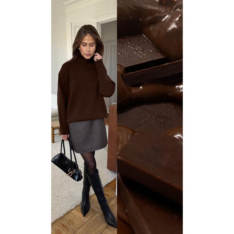 Turtleneck Oversized Sweater for Women Chunky Pullover Sweater Casual Loose Knit Jumper Top Women's Fall Winter Sweaters Long Sleeve Knitted Pullover