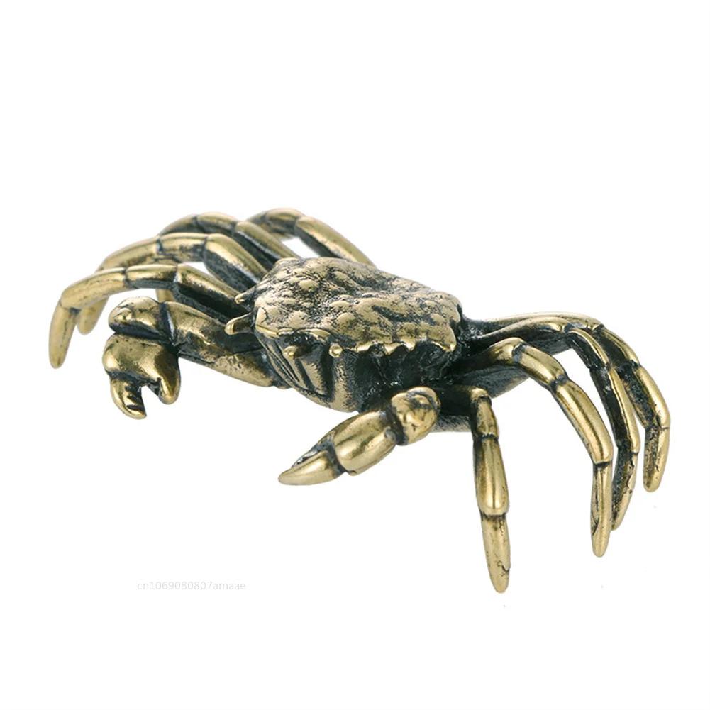 1pc Mini Pure Brass Crab Figurines Mini Animal Statue for Office Desk Living Room Antique Animal Miniature Figurines Home Decor