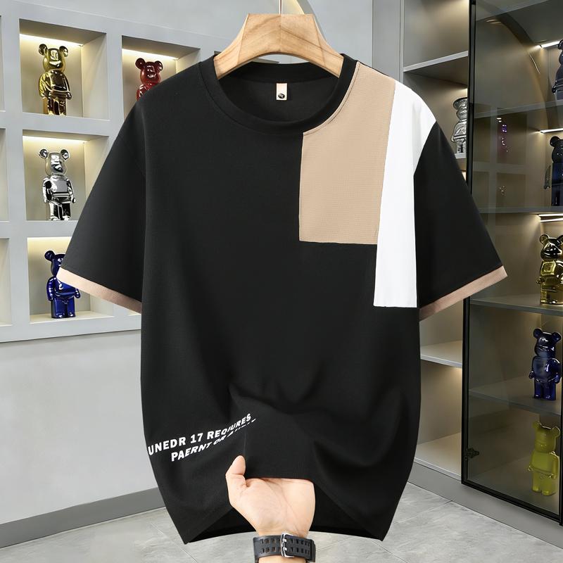 Completo da Uomo Taglie Forti 2 Pezzi, T-shirt a Blocchi di Colore Traspirante e Set di Pantaloncini (6XL-12XL)