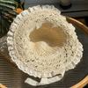 Lace Trim Sun Hat Foldable Beach Cap Elegant Summer Straw Hat  Travel